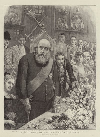 Lord Salisbury spreekt op het Guildhall Banket door William Small